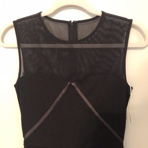 LBD BLACK GEOMETRIC CUT MESH TOP DRESS